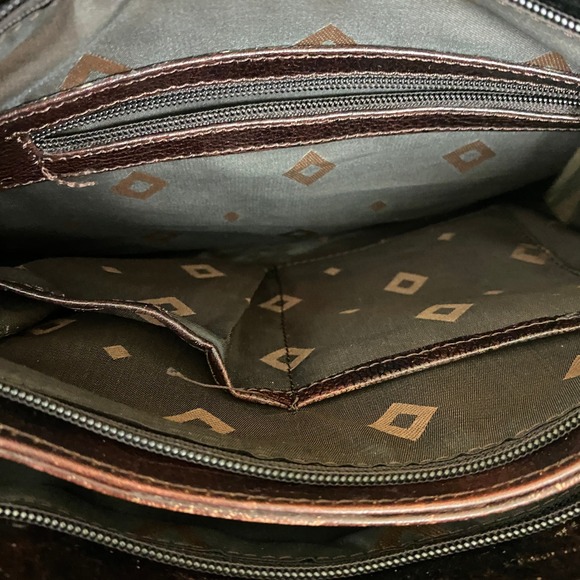 Vintage 90s Y2K Burgundy Leather Tote Bag Multi Compartments Old Money Grandma - Picture 7 of 10